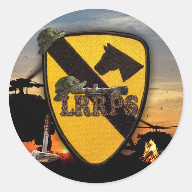 Sticker Rond 1ère 7ème cavalerie armée de l'air de l'armée LRRP (Devant)