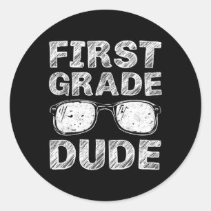 Sticker Rond 1ère Année Dude Premier Jour De L'École Cadeau Ret