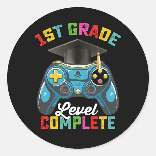Sticker Rond 1ère année Niveau Complet Graduation Jeu Gamer (Devant)