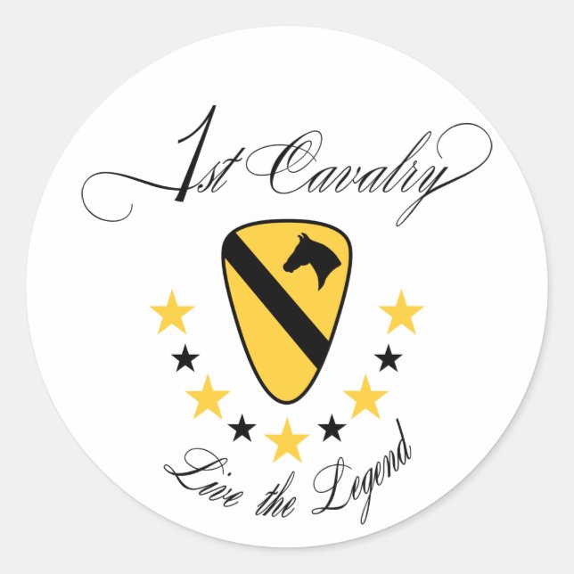 Sticker Rond 1ère Cavalerie, Vivez la Légende Gold (Devant)