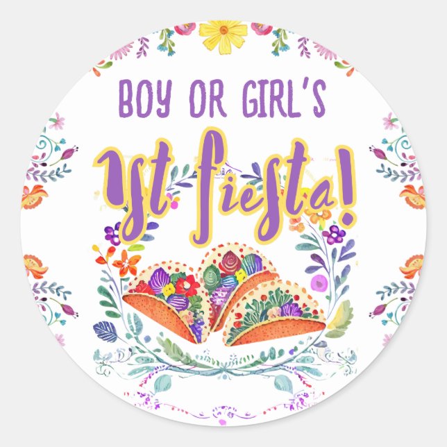 Sticker Rond 1ère Fête Anniversaire Garçon Fille Folkart Favori (Devant)