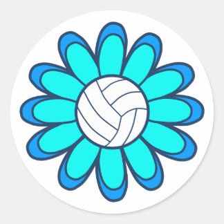 Sticker Rond 1Fille de volley-ball Aqua