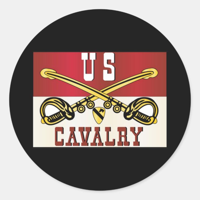 Sticker Rond 1re bannière de la division CAVALRY (Devant)
