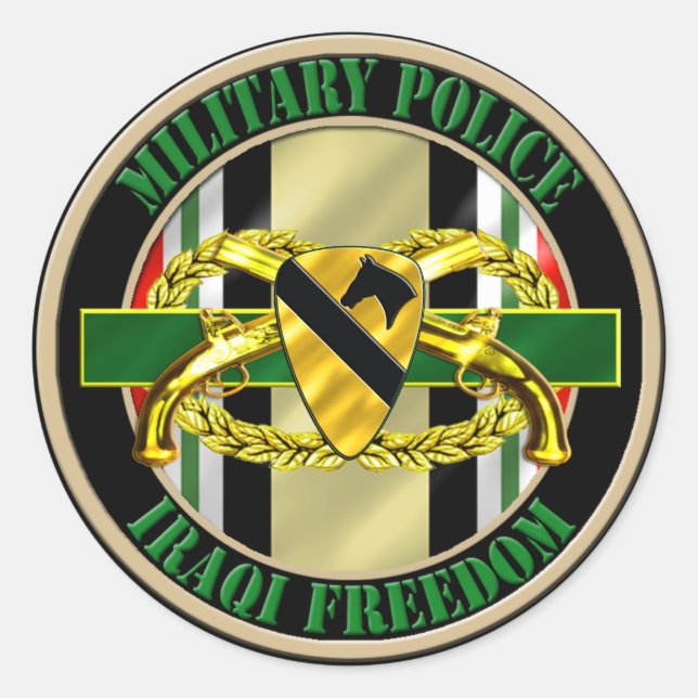 Sticker Rond 1re division de cavalerie Police militaire OIF (Devant)