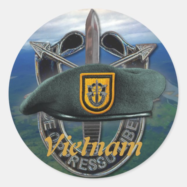 Sticker Rond 1re forces spéciales Green Berets groupe nom Stick (Devant)