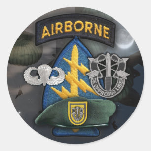 Sticker Rond 1re forces spéciales Green Berets groupe nom Stick