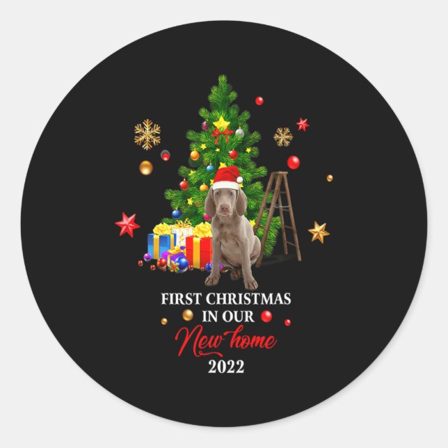 Sticker Rond 1st Christmas In Our New Home Xmas Gift For Weimar (Devant)