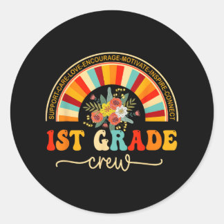 Sticker Rond 1st Grade Crew Back To School Teacher Student Firs