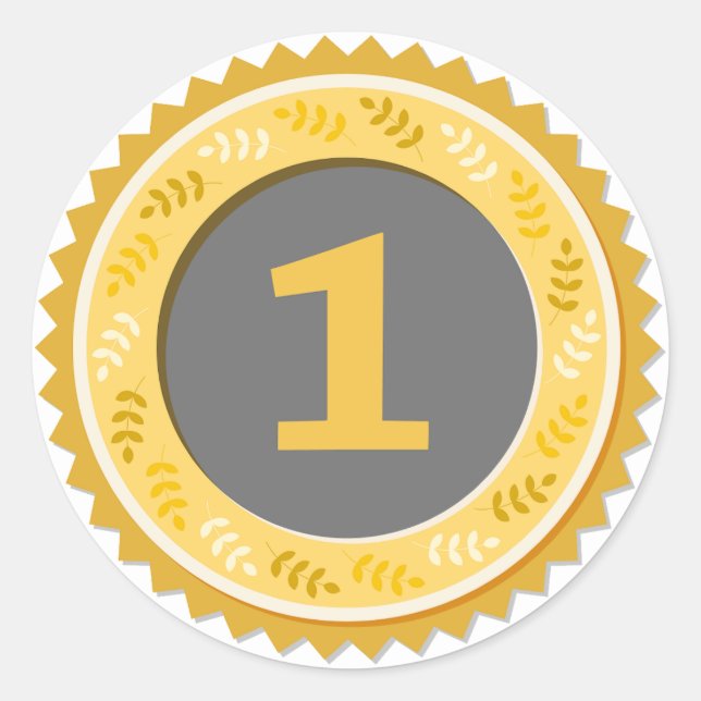 Sticker Rond 1st Place Gold Medal Dark (Devant)