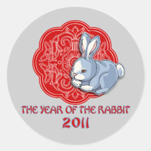 Sticker Rond 2011 L'année des cadeaux de lapin
