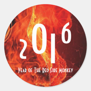 Sticker Rond 2016 nouvelles années chinoises heureuses du sing