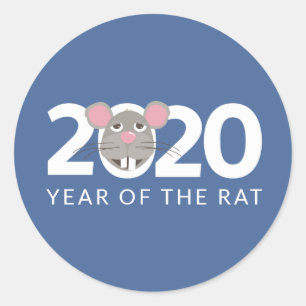 Sticker Rond 2020 année de l'autocollant de rat