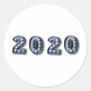 Sticker Rond 2020 Joyeux Nouvel An Vingt Vingt