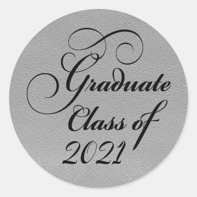 Sticker Rond 2021 Silver Graduation Party Merci phoque (Devant)