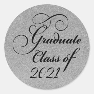 Sticker Rond 2021 Silver Graduation Party Merci phoque