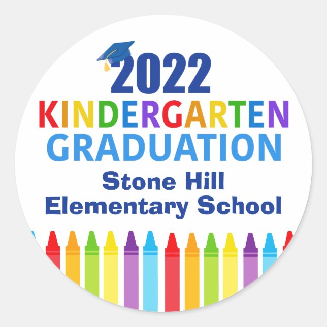 Sticker Rond 2022 Maternelle Graduation Custom School Party (Devant)