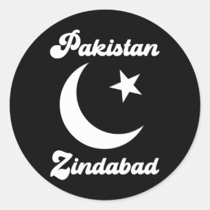 Sticker Rond 2023 Pakistan Zindabyd Dil Pakistani Coeur Drapeau