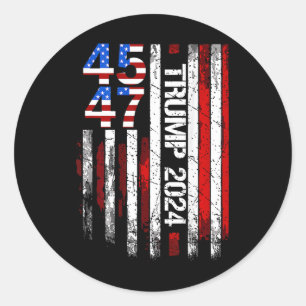 Sticker Rond 2024 45 47 Vintage American Flag Retro 4547