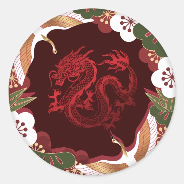 Sticker Rond 2024, Année Dragon (Devant)