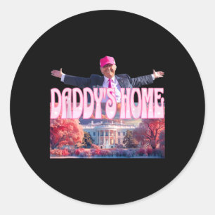 Sticker Rond 2024 Daddys Home Funny Trump Pink Take America Bac