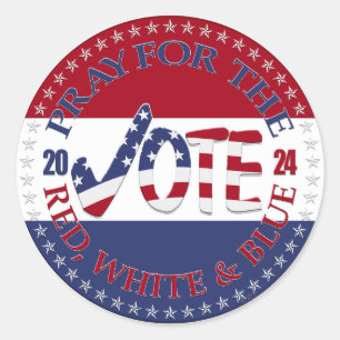 Sticker Rond 2024 Pray For The Red, White Blue USA Check Mark