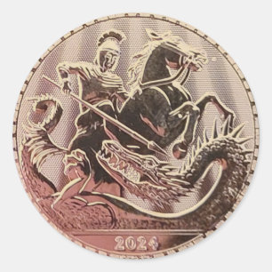 Sticker Rond 2024 Saint George pose la pièce de dragon