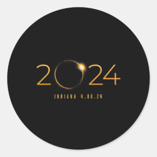 Sticker Rond 2024 Solar Eclipse Indiana American Totality Sprin