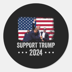 Sticker Rond 2024 - Soutenez Trump - Priez Pour L'Amérique