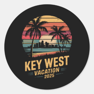 Sticker Rond 2025 Key West Vacation Famille Voyage Amis Vacatio