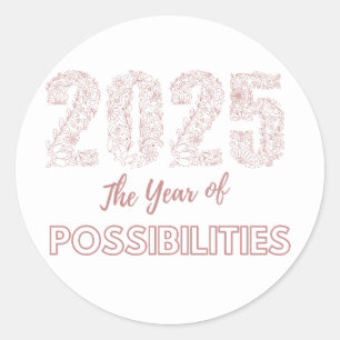 Sticker Rond 2025 L'année des possibilités Floral
