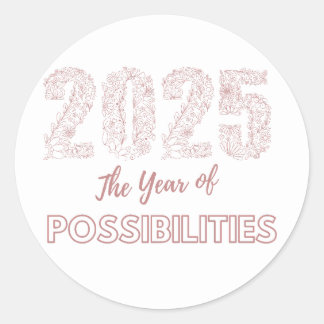Sticker Rond 2025 L'année des possibilités Floral