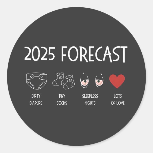 Sticker Rond 2025 Prévision de maman à être le Nouvel An (Devant)