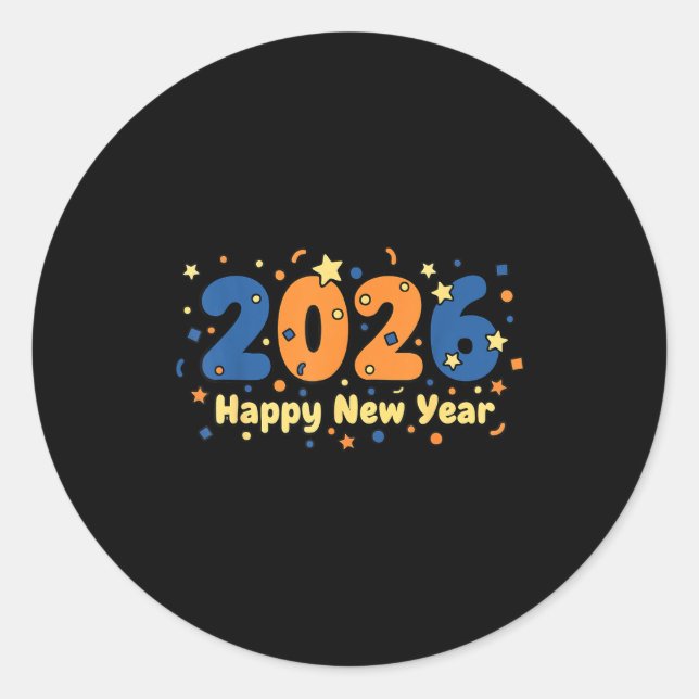 Sticker Rond 2026 Happy New Year Fireworks Celebration  (Devant)