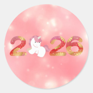 Sticker Rond 2026, Nouvel An chinois, Cheval
