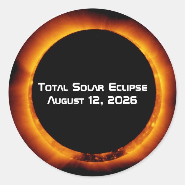 Sticker Rond 2026 Total Solar Eclipse (Devant)