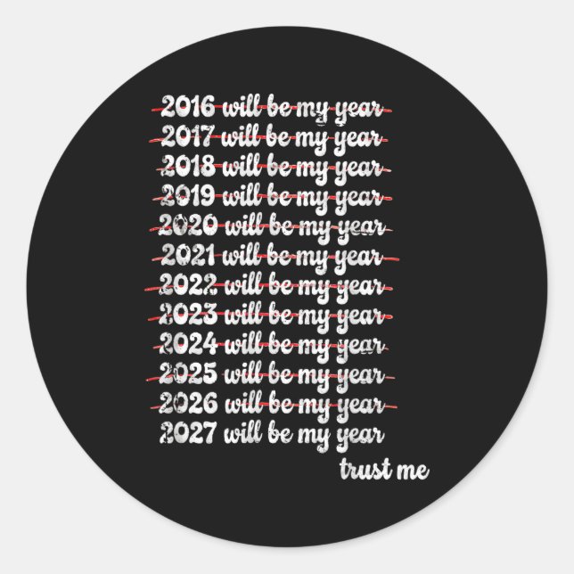 Sticker Rond 2027 Will Be My Year Procrastination New Year Reso (Devant)