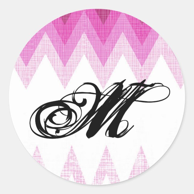 Sticker Rond 20 - 1,5 Envelope Sceau Ombre Pink Chevron (Devant)