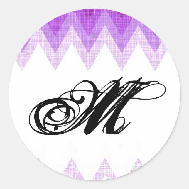 Sticker Rond 20 - 1,5 Envelope Sceau Ombre Purple Chevron (Devant)