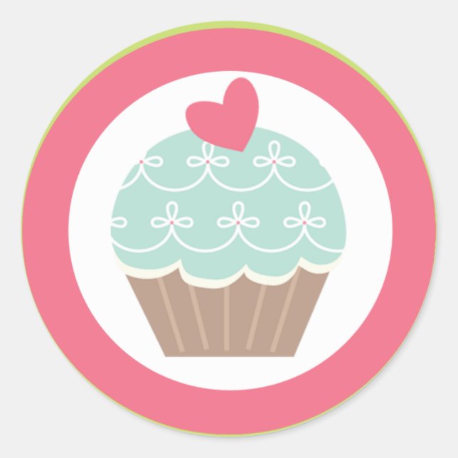 Sticker Rond 20 - 1,5" Envelope Seal Tea Party Cupcake rose (Devant)