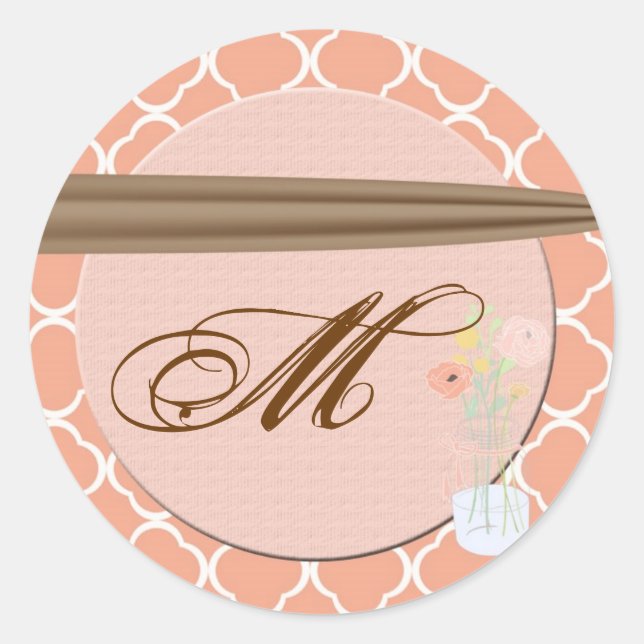 Sticker Rond 20 - 1,5 Enveloppe Fleurs de pot Mason Pays (Devant)