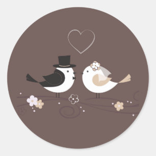 Sticker Rond 20 - 1,5 Enveloppe Mariage d'oiseaux  de phoque