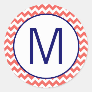 Sticker Rond 20 - 1,5 Enveloppe Phoque Corail Marine Bleu Chevr