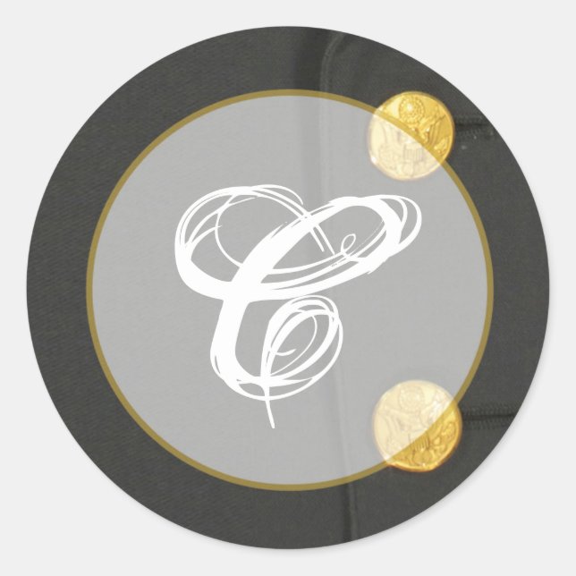 Sticker Rond 20 - 1,5 Enveloppe Sceau ARMÉE ROBE VERTS UNIFORME (Devant)