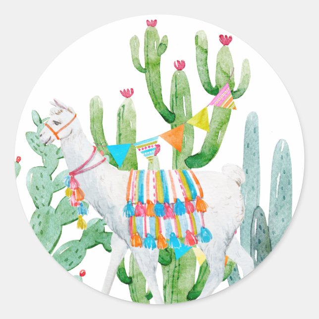 Sticker Rond 20 - 1,5 Enveloppe Sceau Boho Llama Cactus Bohémie (Devant)