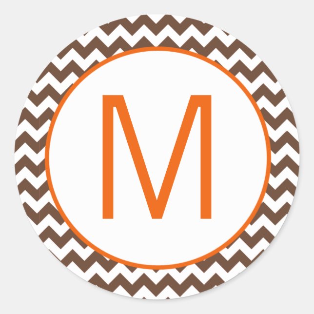 Sticker Rond 20 - 1,5 Enveloppe Sceau Brown Orange Chevron (Devant)