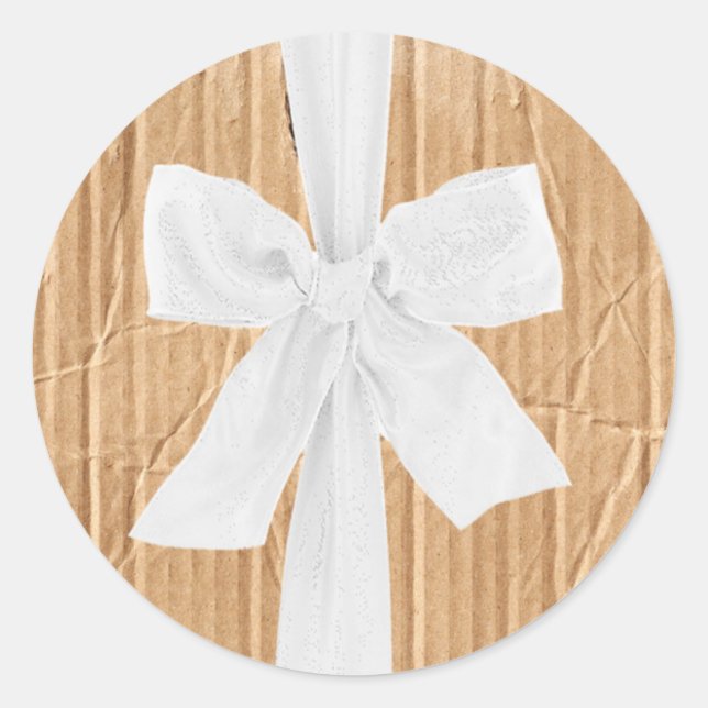 Sticker Rond 20 - 1,5 Enveloppe Sceau Carton Flap Blanc Ribbo (Devant)