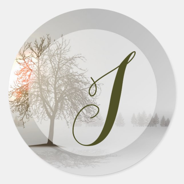 Sticker Rond 20 - 1,5 Enveloppe Sceau Coucher de soleil hiver n (Devant)