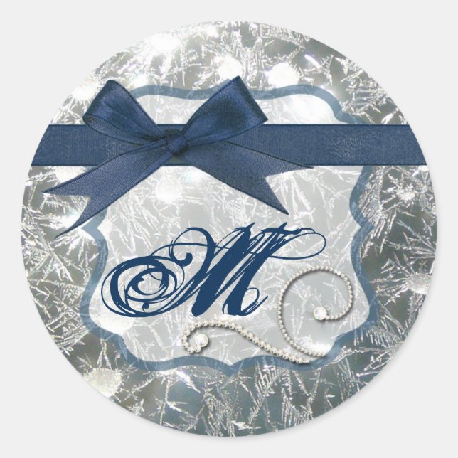 Sticker Rond 20 - 1,5 Enveloppe Sceau Cracké Glace hiver Neige  (Devant)