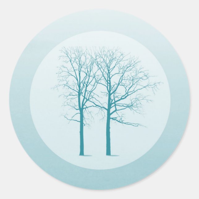 Sticker Rond 20 - 1,5 Enveloppe Sceau Deux arbres d'hiver Senti (Devant)