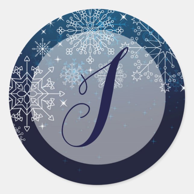 Sticker Rond 20 - 1,5 Enveloppe Sceau d'hiver Snowflakes Glace  (Devant)